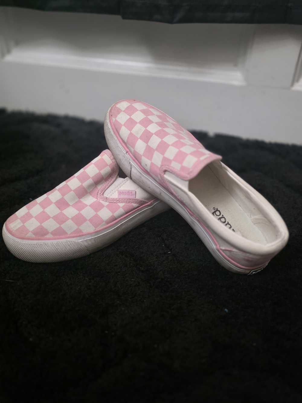 MUDD Pink Checker Slip-On Shoes -